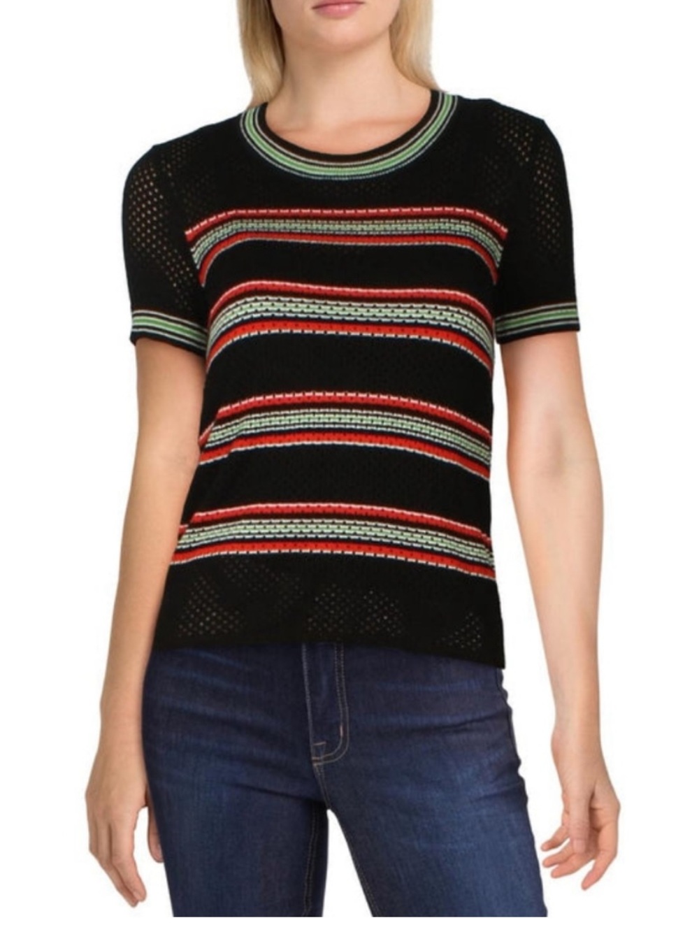 Rag & Bone Darcy Striped Mesh Tee
